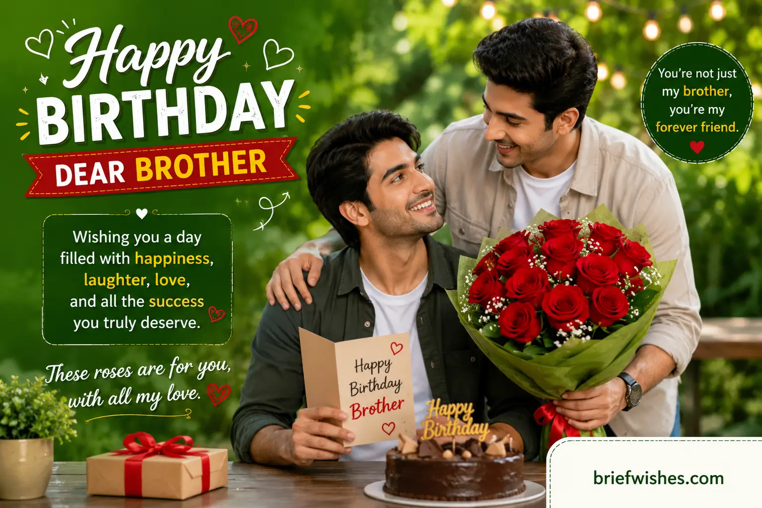 birthday wishes to brother with roses