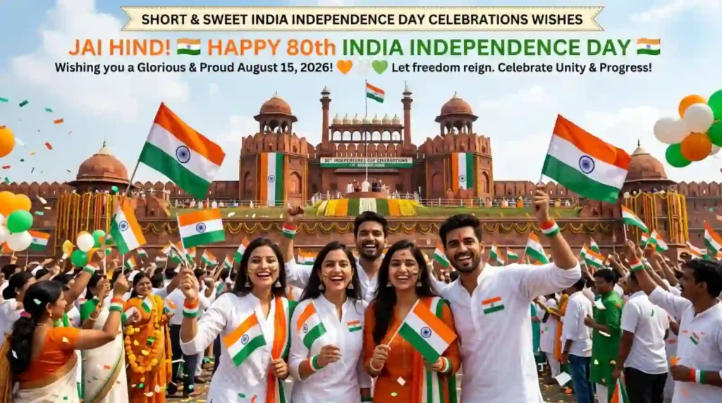 Short & Sweet India Independence Day 15th Aug. 2026 Celebrations Wishes