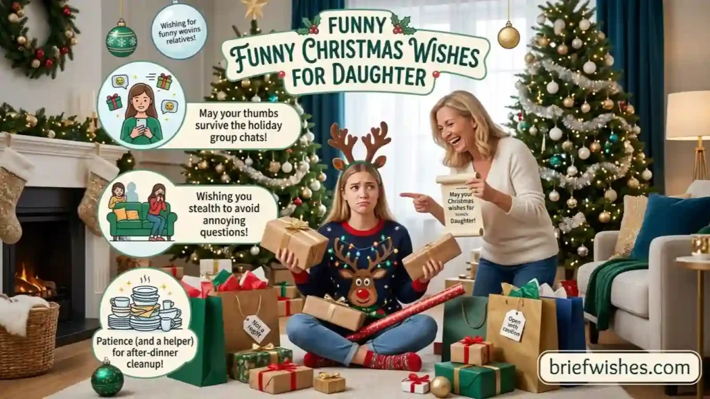 Funny Christmas Wishes for Daughter