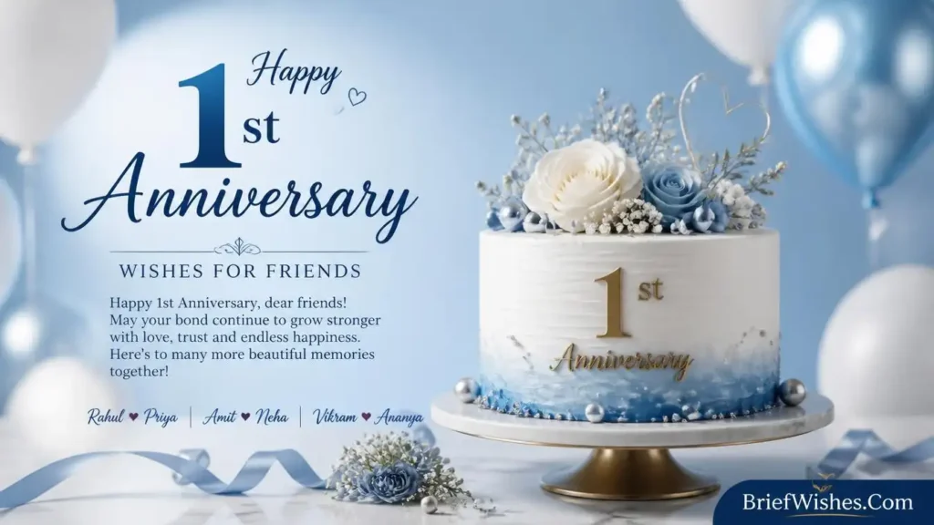 1st Anniversary Wishes for Friends