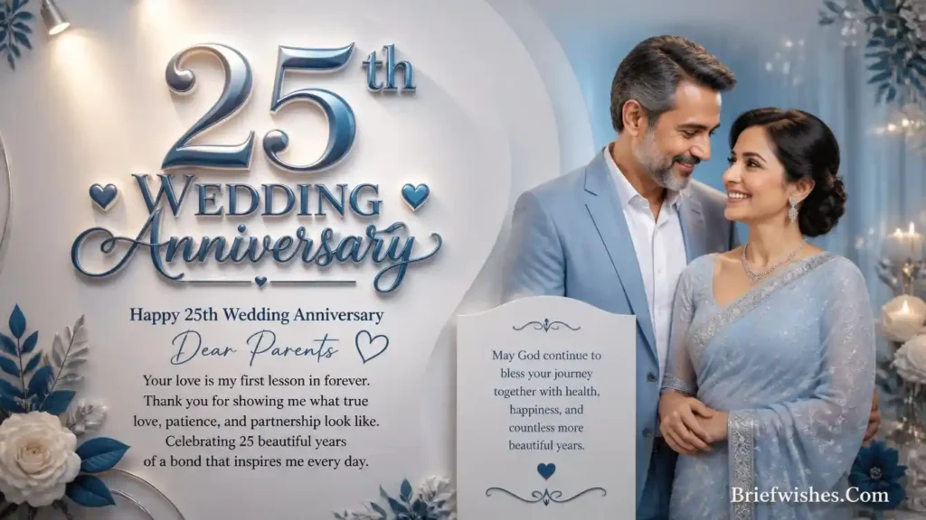 25th Wedding Anniversary Wishes for Parents from Daughter 