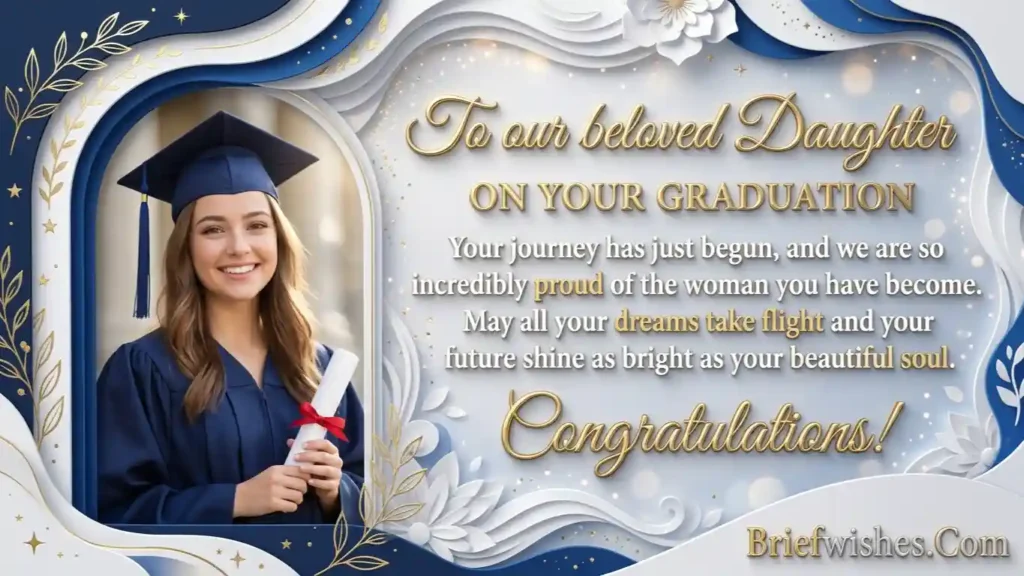Short graduation message from parents to daughter
